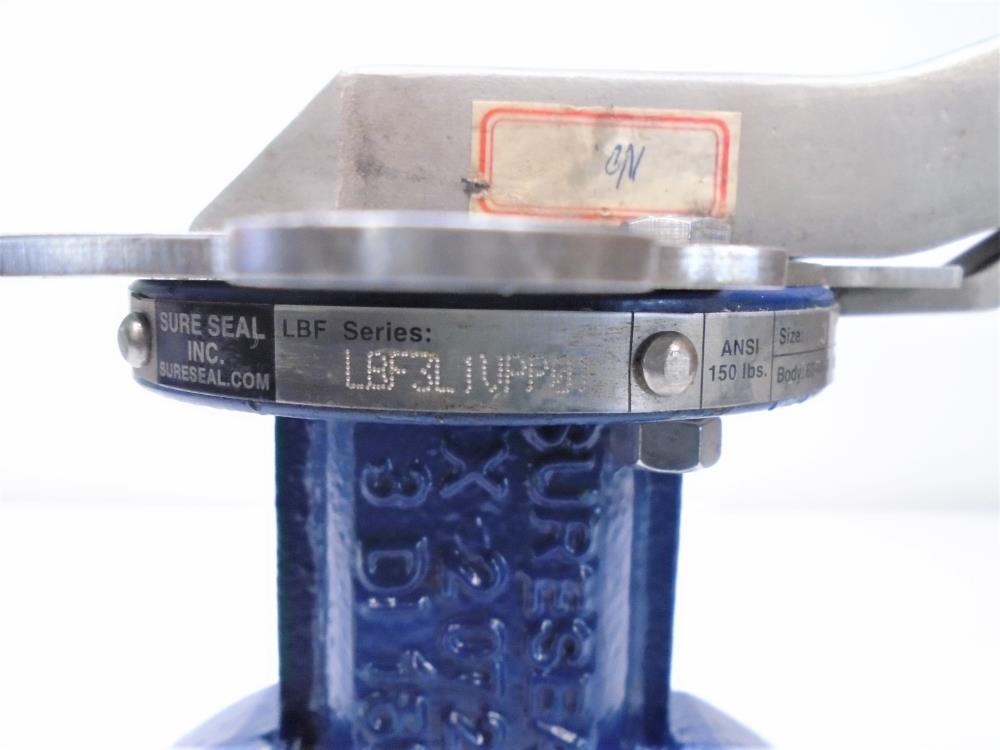 Sure Seal LBF 3" 150# Ductile Iron/Teflon Lug Butterfly Valve, LBF3L1VPP01